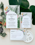 Elegant Tropical Wedding Invitation Template Suite
