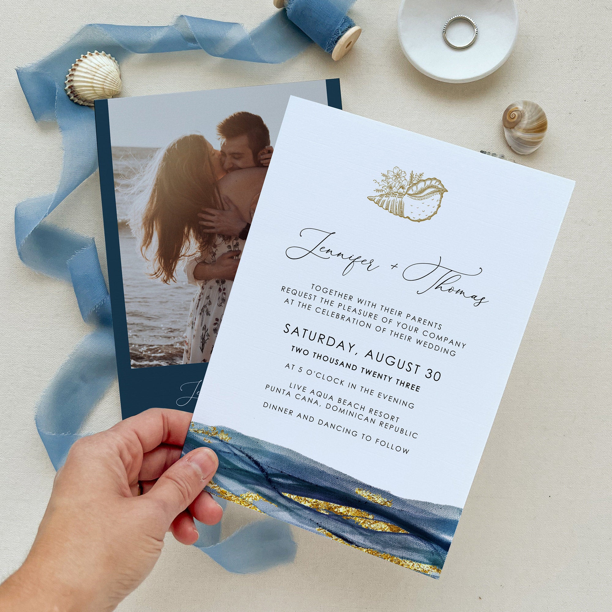 NOA | Elegant Beach Wedding Invitation Set Template