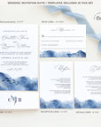 YLENIA Ocean Wedding Invitation Set Template With RSVP