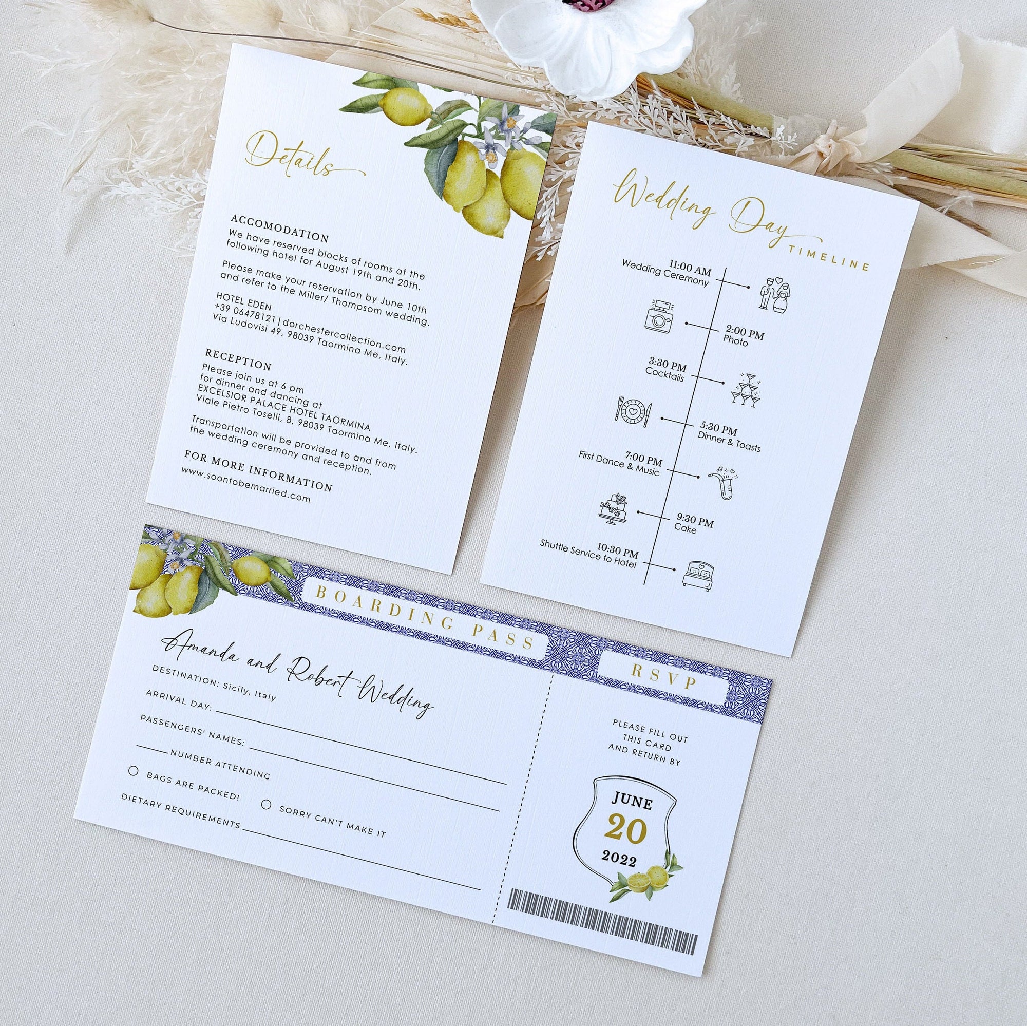 Mediterranean Italy Passport Wedding Invitation Template
