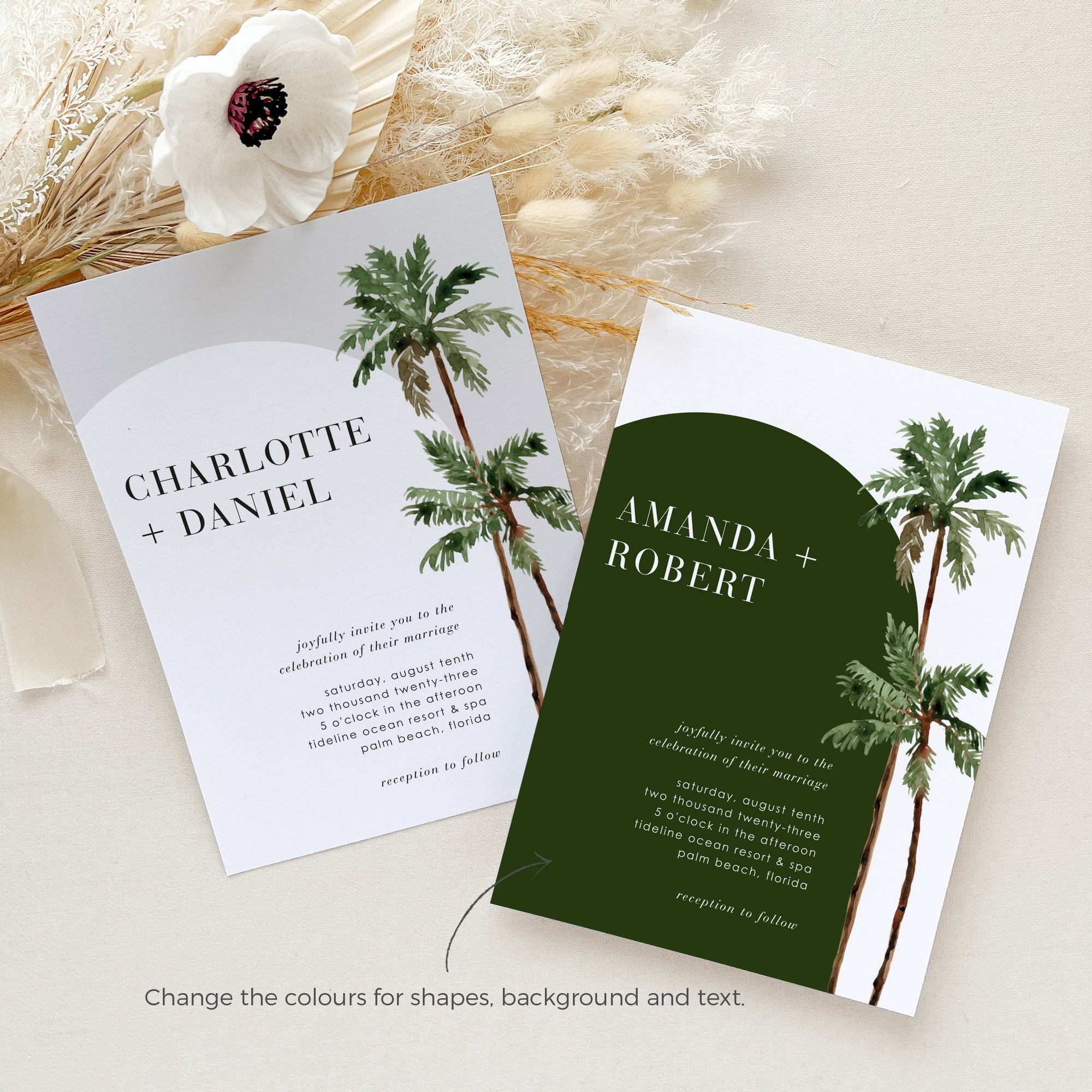 KONA Palm Tree Wedding Invite Template