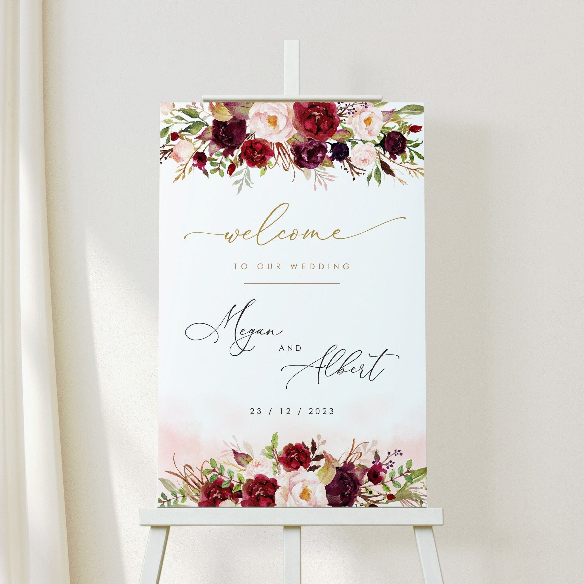 Rosita | Burgundy & Blush Wedding Ceremony Sign Template