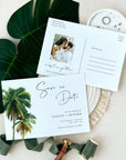 Kala | Palm Tree Save the Date Postcard with Photo