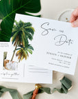 Kala | Palm Tree Save the Date Postcard with Photo