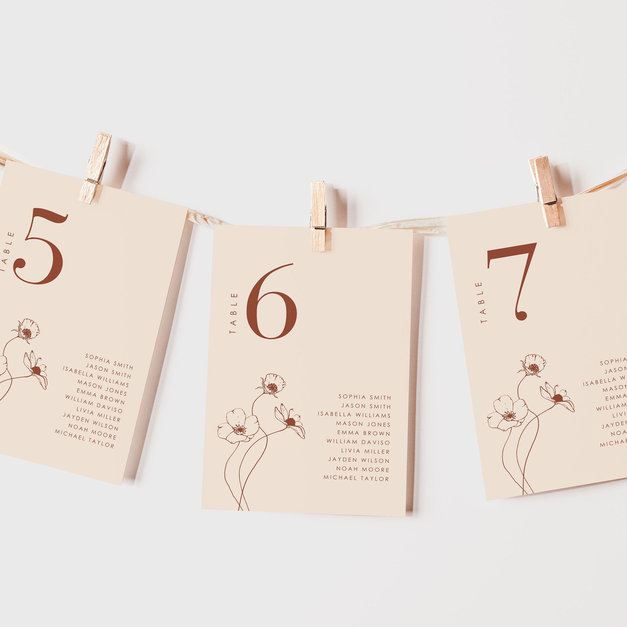 HAZEL Terracotta Seating Cards Wedding Template