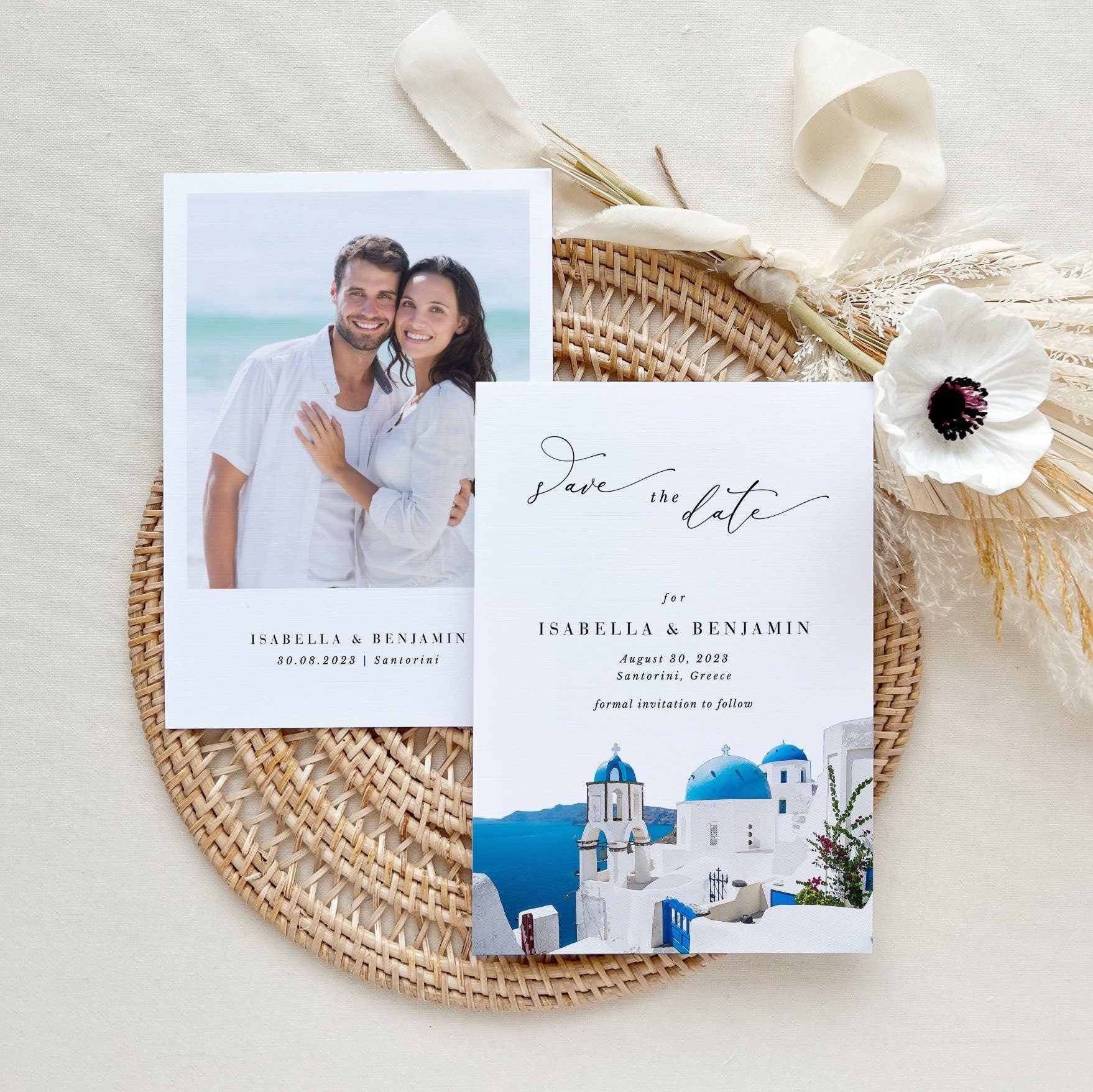 Santorini | Watercolour Save the Date Template