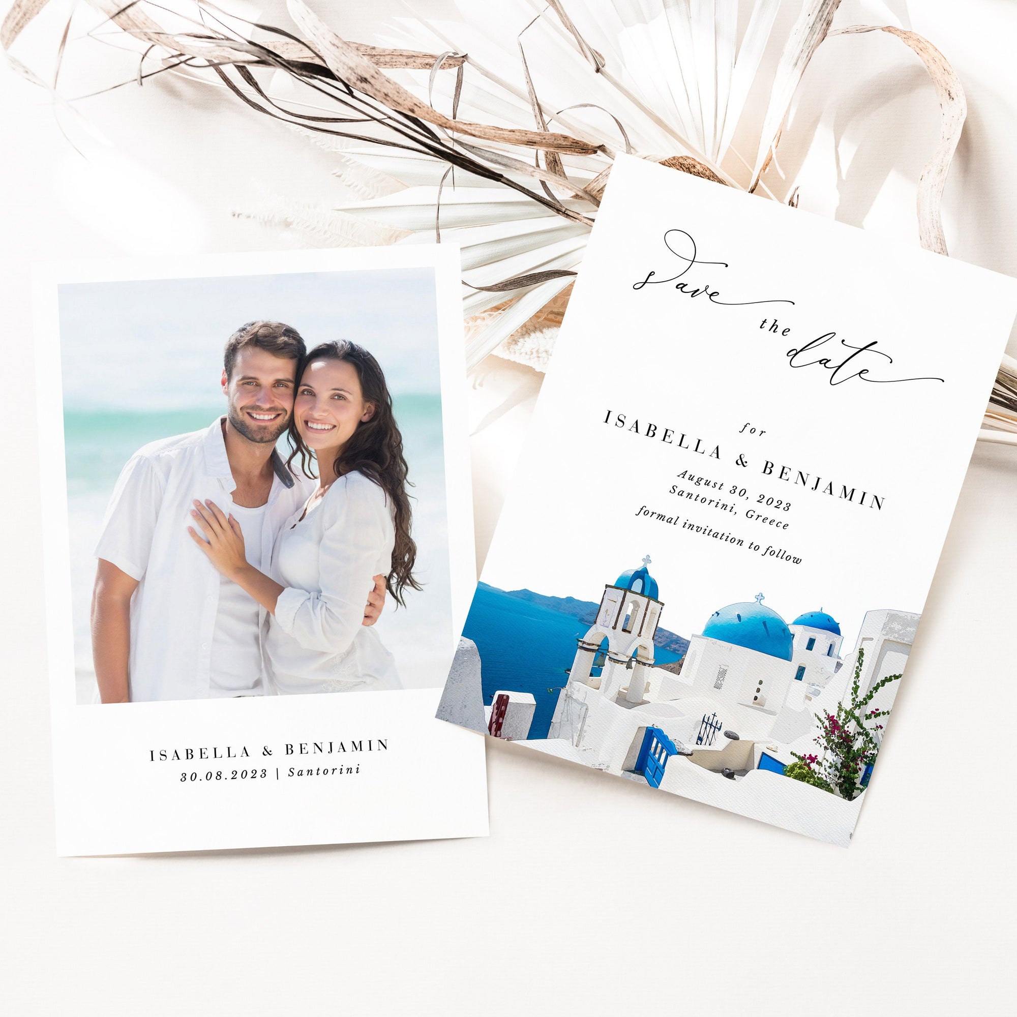 Santorini | Watercolour Save the Date Template
