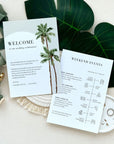 KONA Palm Tree Welcome Letter & Wedding Weekend Itinerary Template