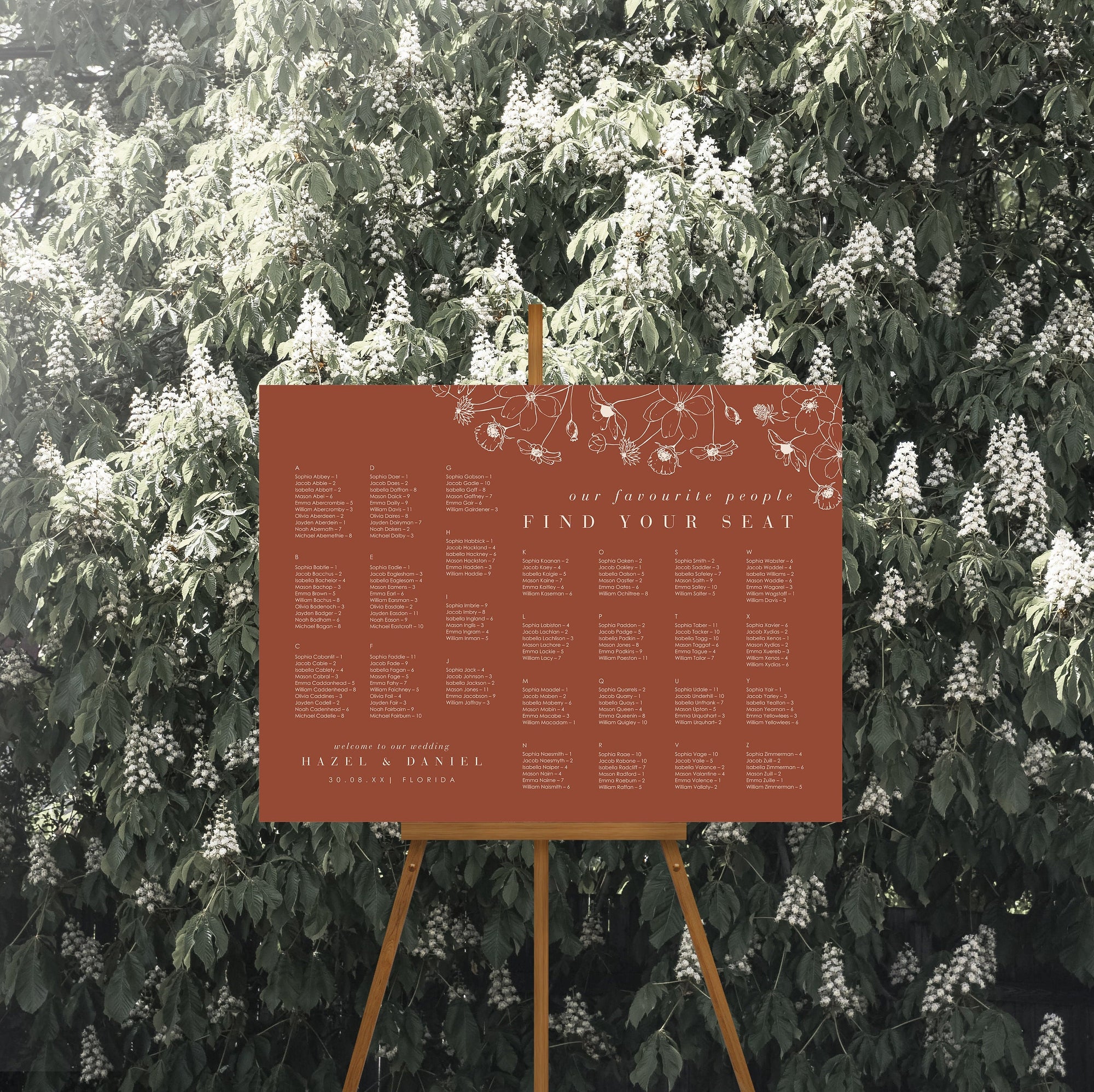HAZEL | Alphabetical Wedding Seating Chart Template