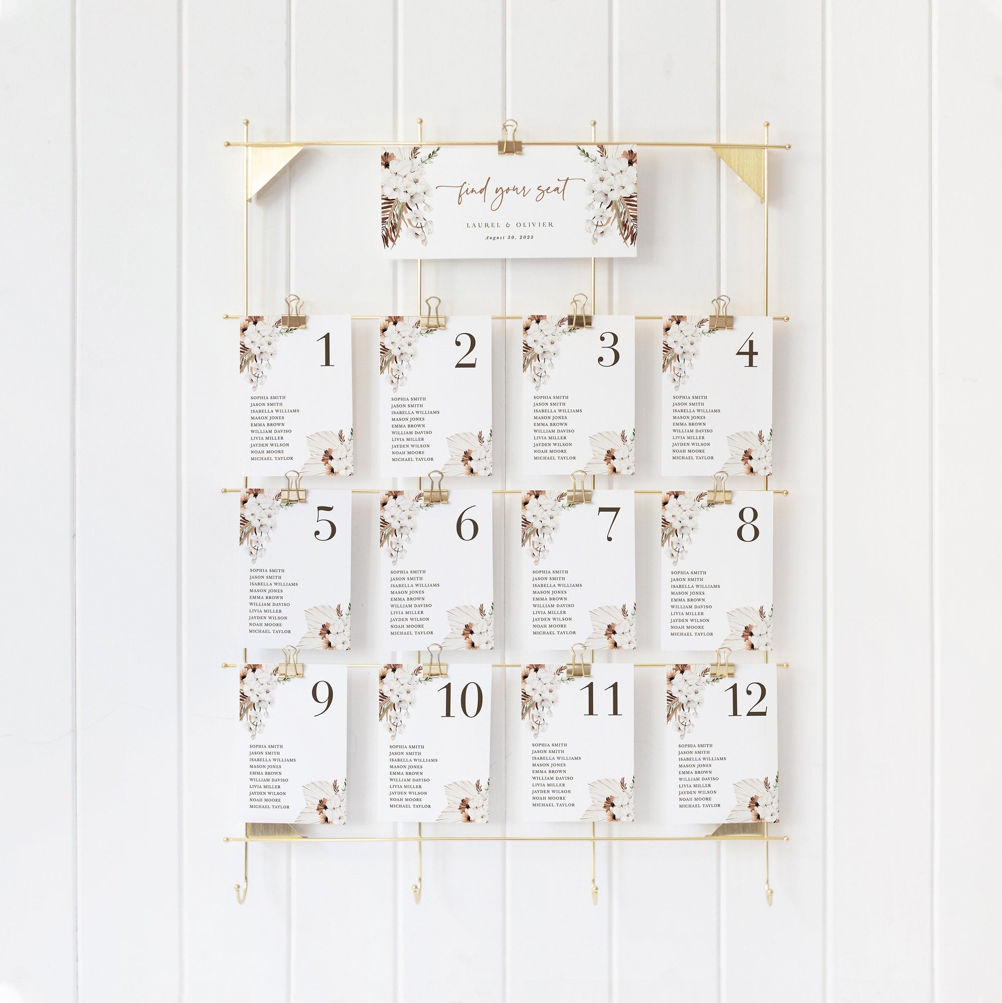LAUREL Printable Seating Cards for Wedding Boho