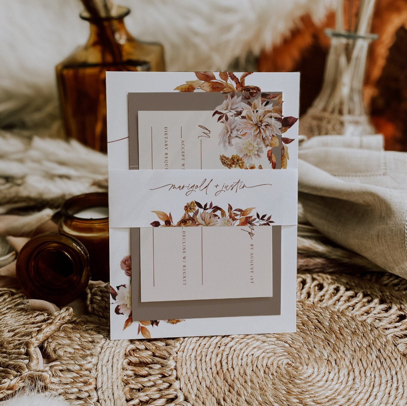 MARIGOLD Boho Wedding Invitation Template Suite