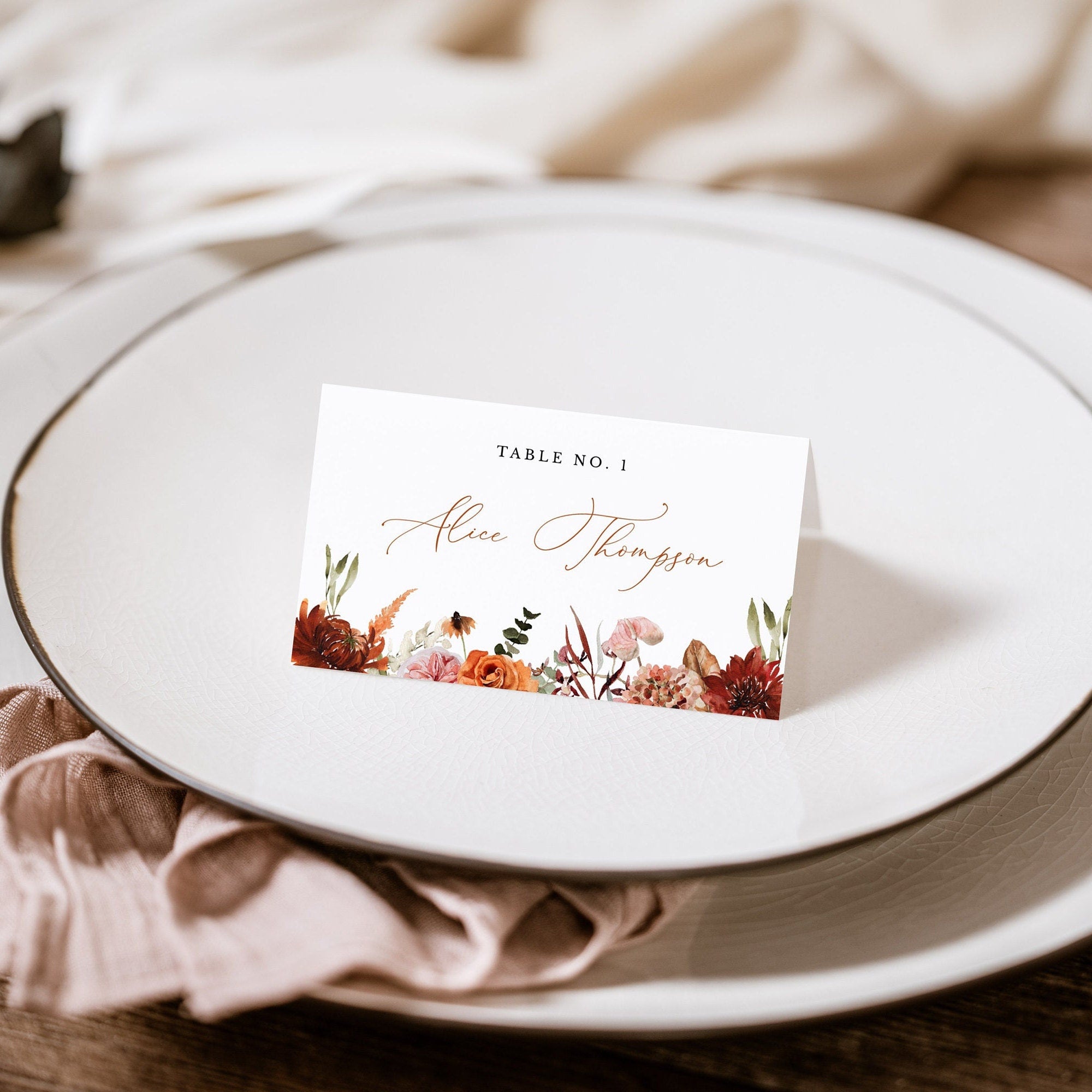 SCARLETT Boho Place Cards Template for Wedding