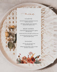 SCARLETT Boho Wedding Menu Cards