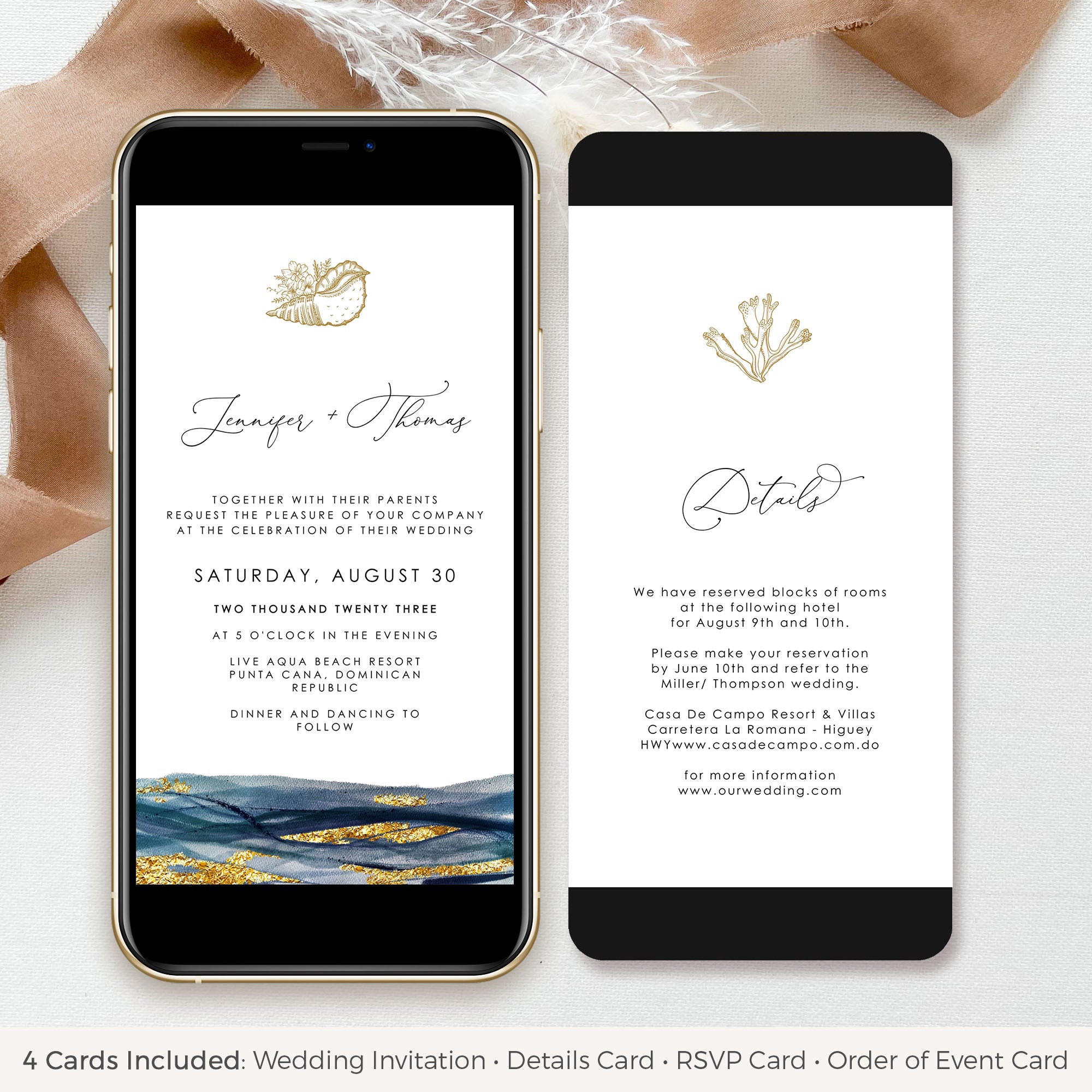 NOA Nautical Wedding Invitation Sets Electronic Card
