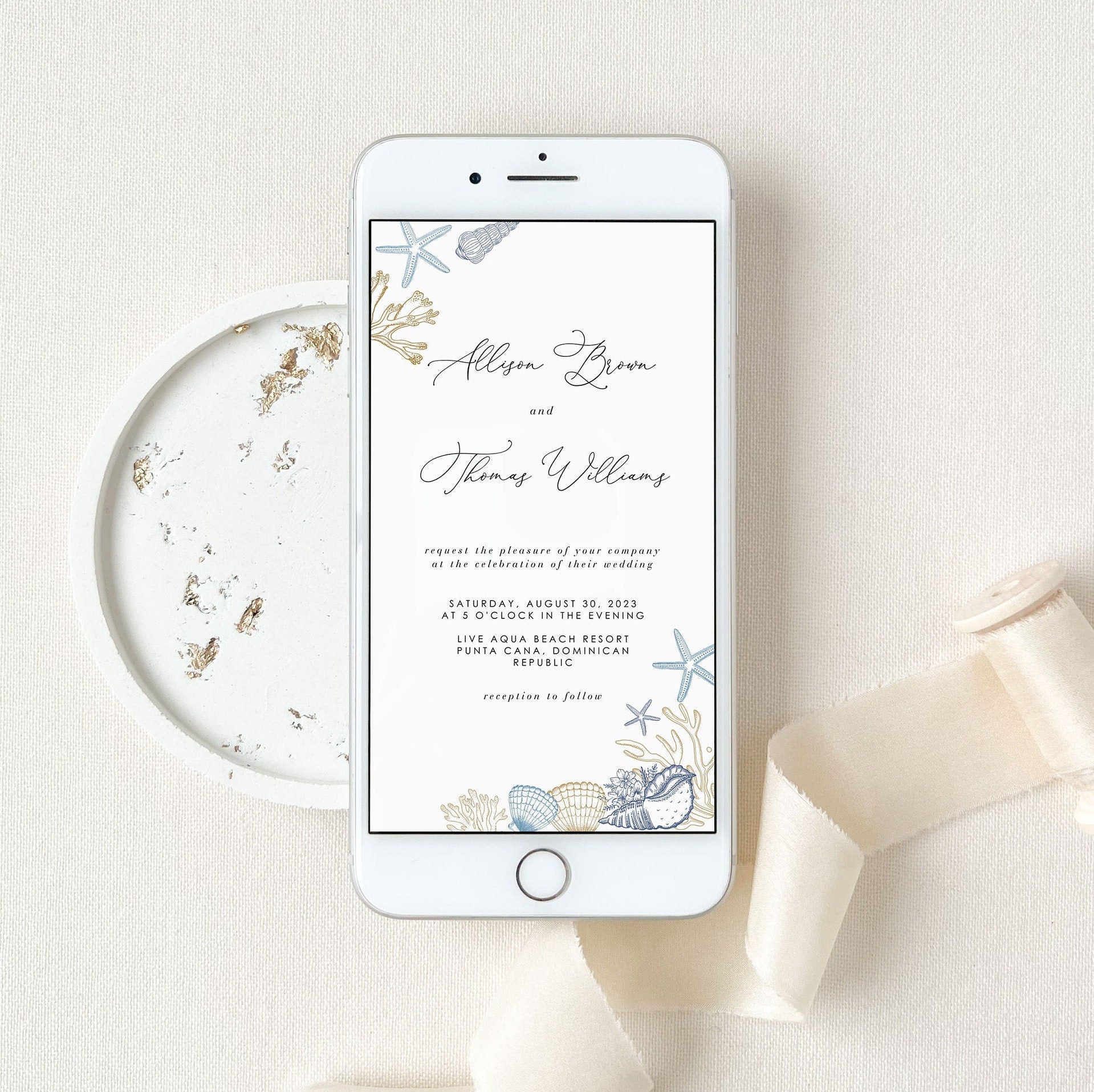 HILA Coastal Wedding Invitation Digital Card