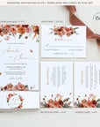 SCARLETT Boho Style Wedding Invitation Set Template