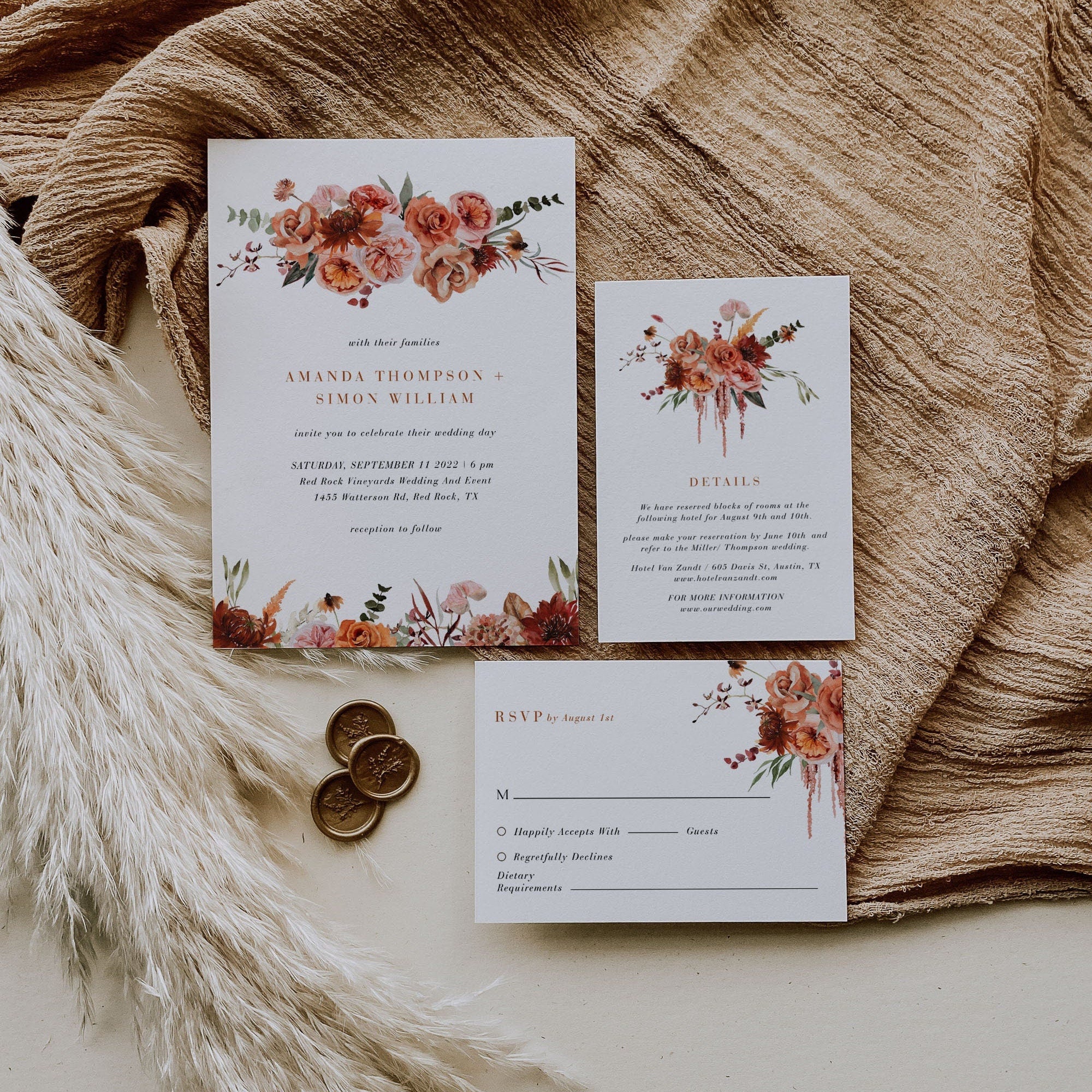 SCARLETT Boho Wedding Stationery Template Bundle