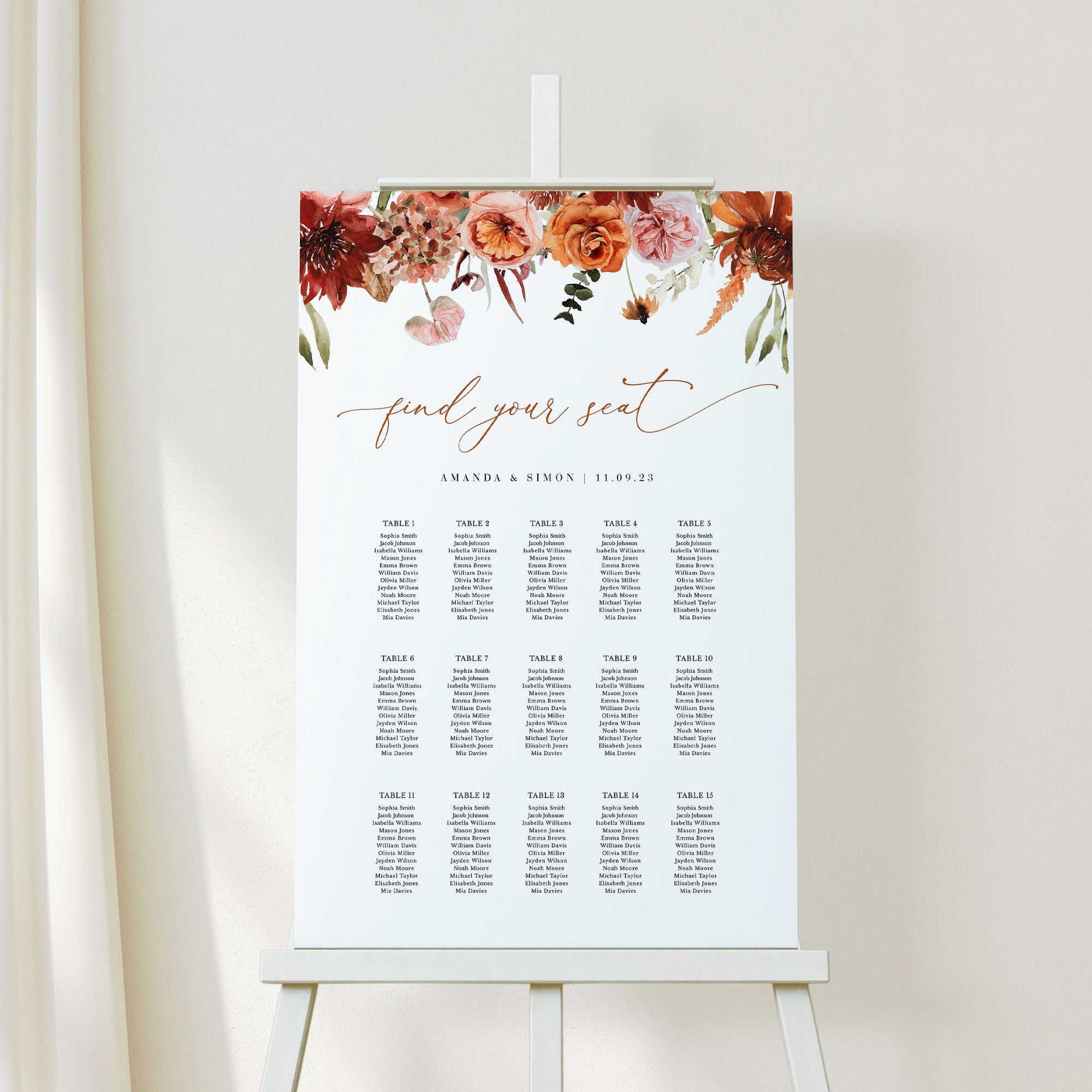 SCARLETT Boho Seating Chart Wedding Template