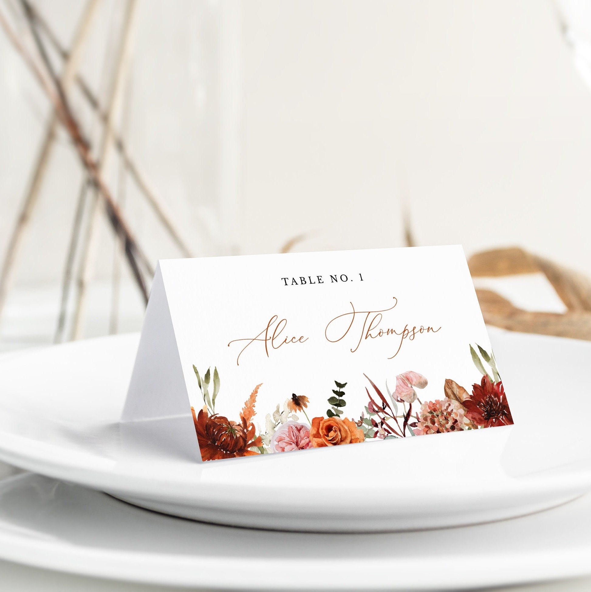 SCARLETT Boho Place Cards Template for Wedding