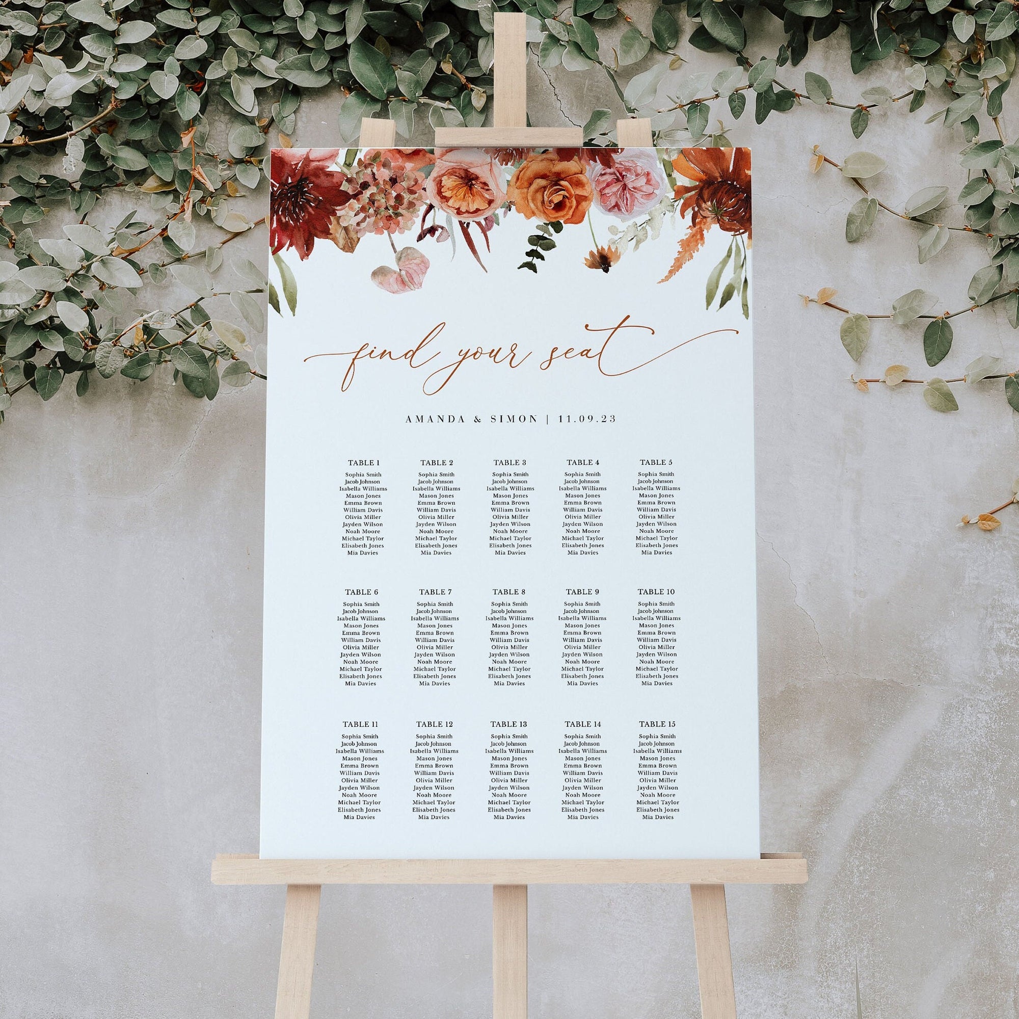 SCARLETT Boho Seating Chart Wedding Template