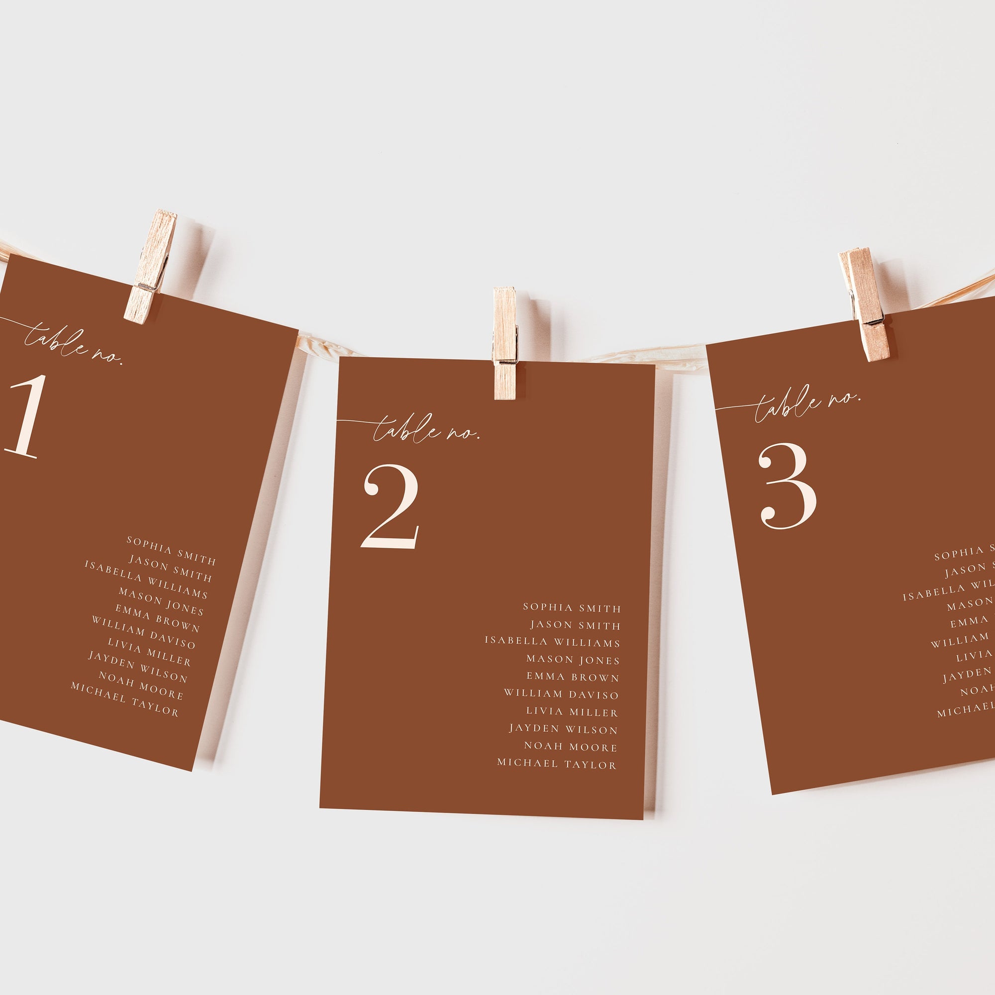SIENNA Terracotta Seating Chart Cards Wedding Template