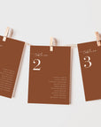 SIENNA Terracotta Seating Chart Cards Wedding Template