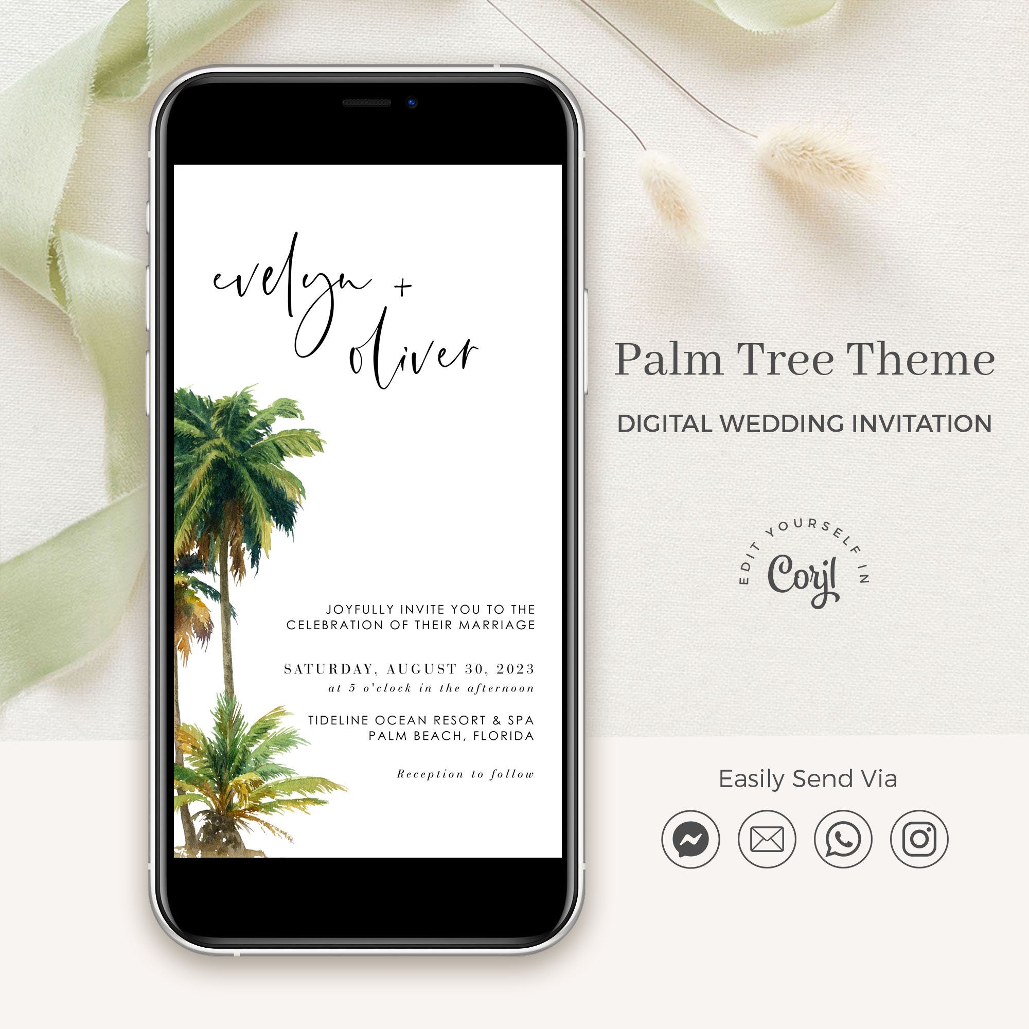 KALA Palm Tree Wedding Invitation Digital