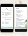 Beach Wedding Itinerary Template Digital Card