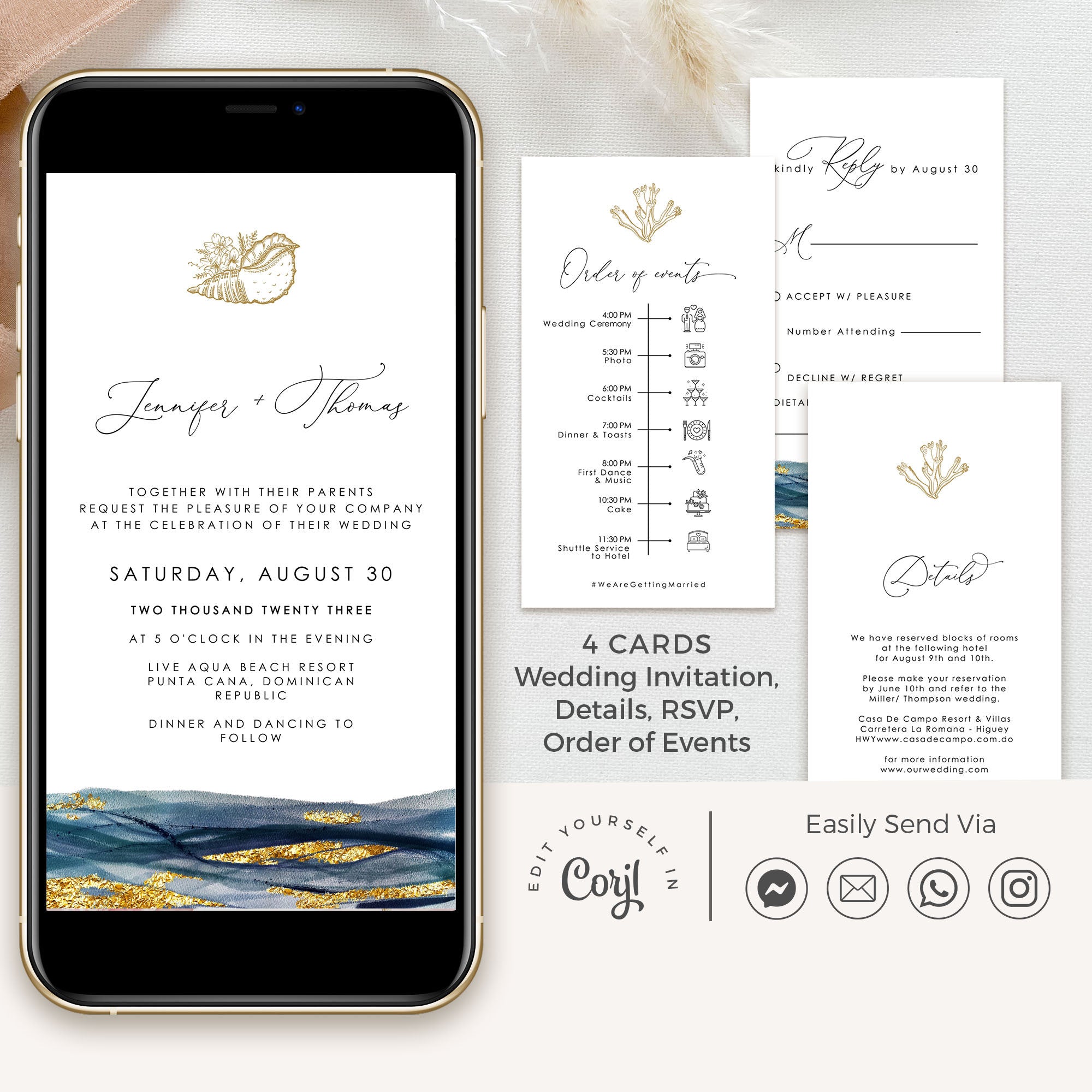 NOA Nautical Wedding Invitation Sets Electronic Card – Creative Things  Studio, image size:2000x2000