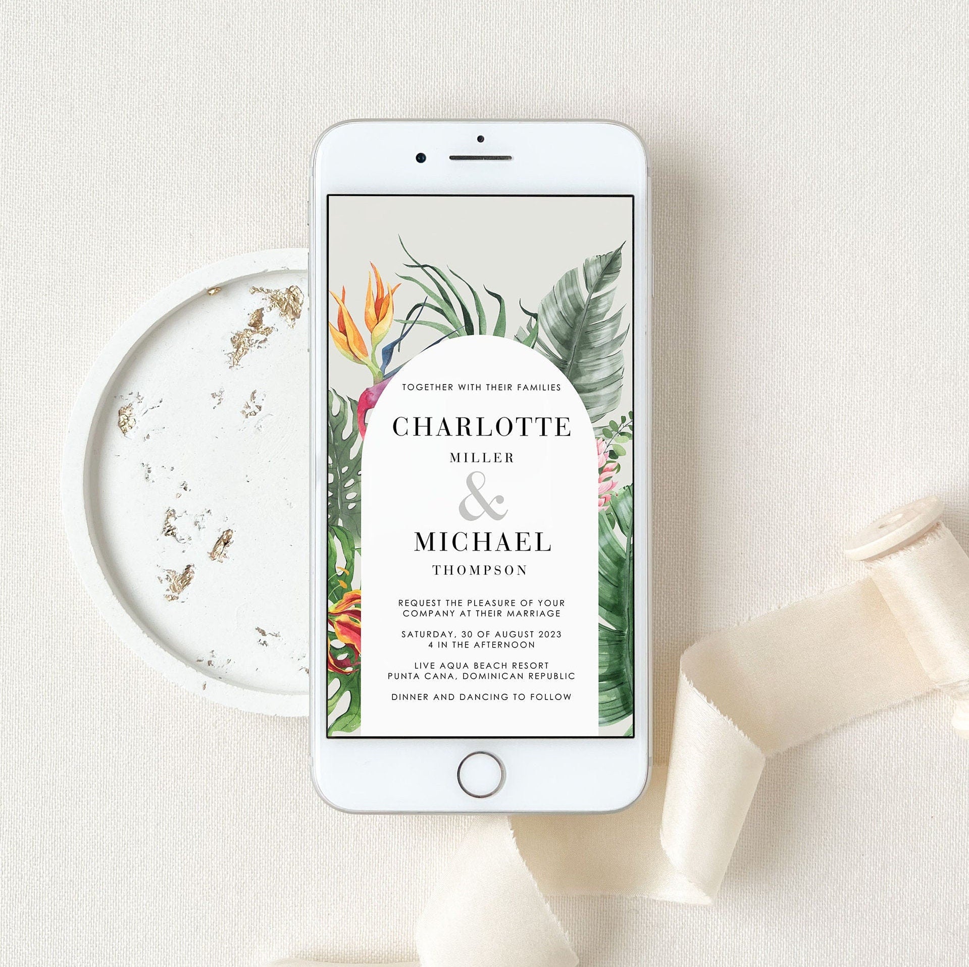 Tropical Wedding Invitation Electronic Card
