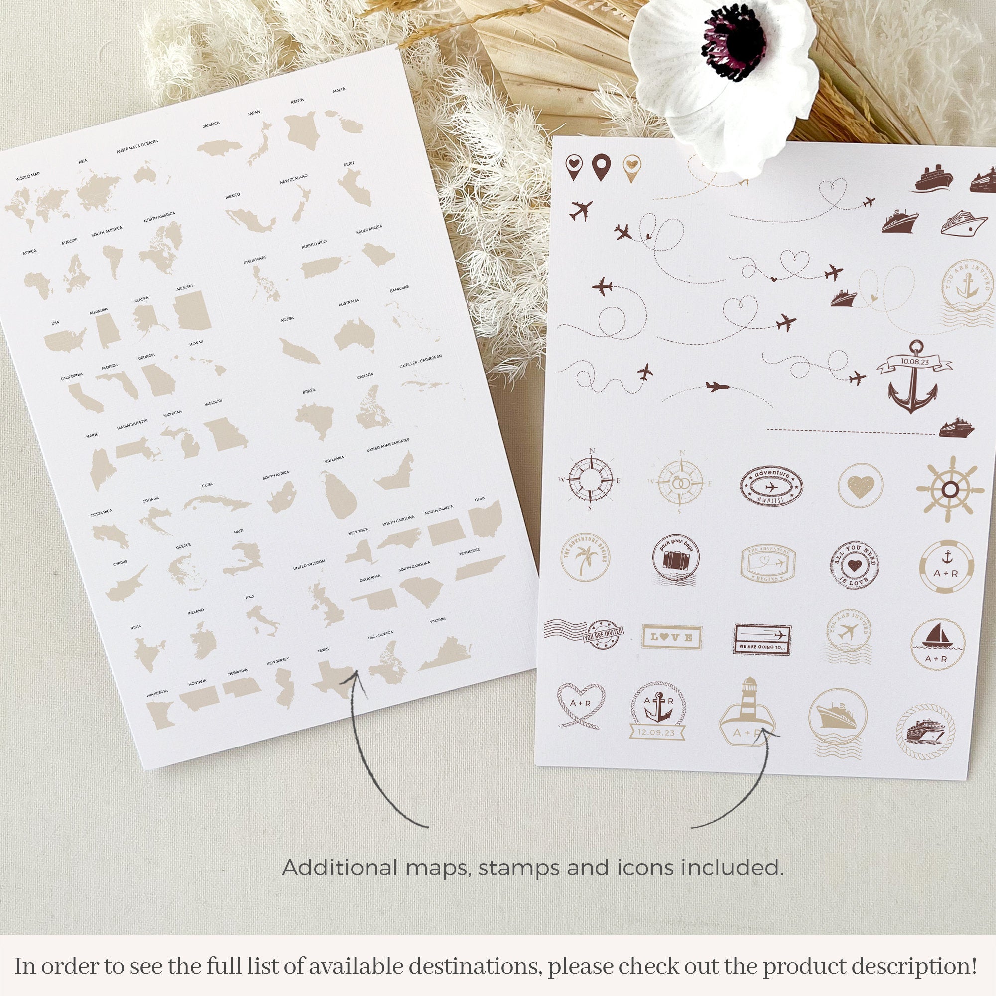 SOFIA Passport Wedding Invitation & Boarding Pass Save the Date Template Bundle