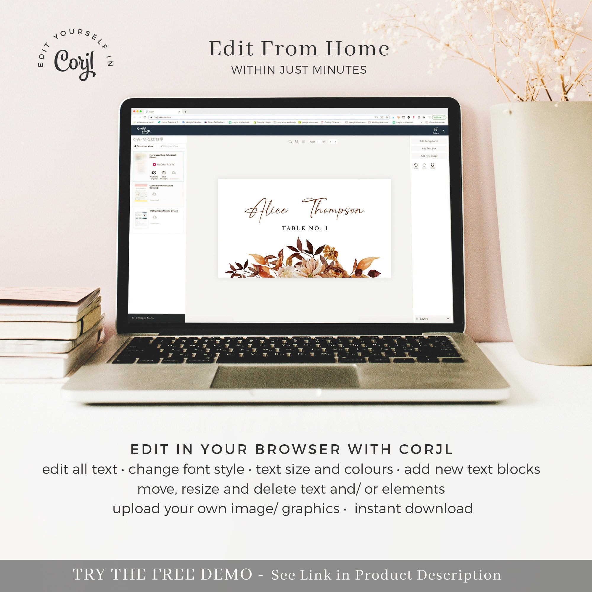 MARIGOLD Fall Wedding Place Cards Printable