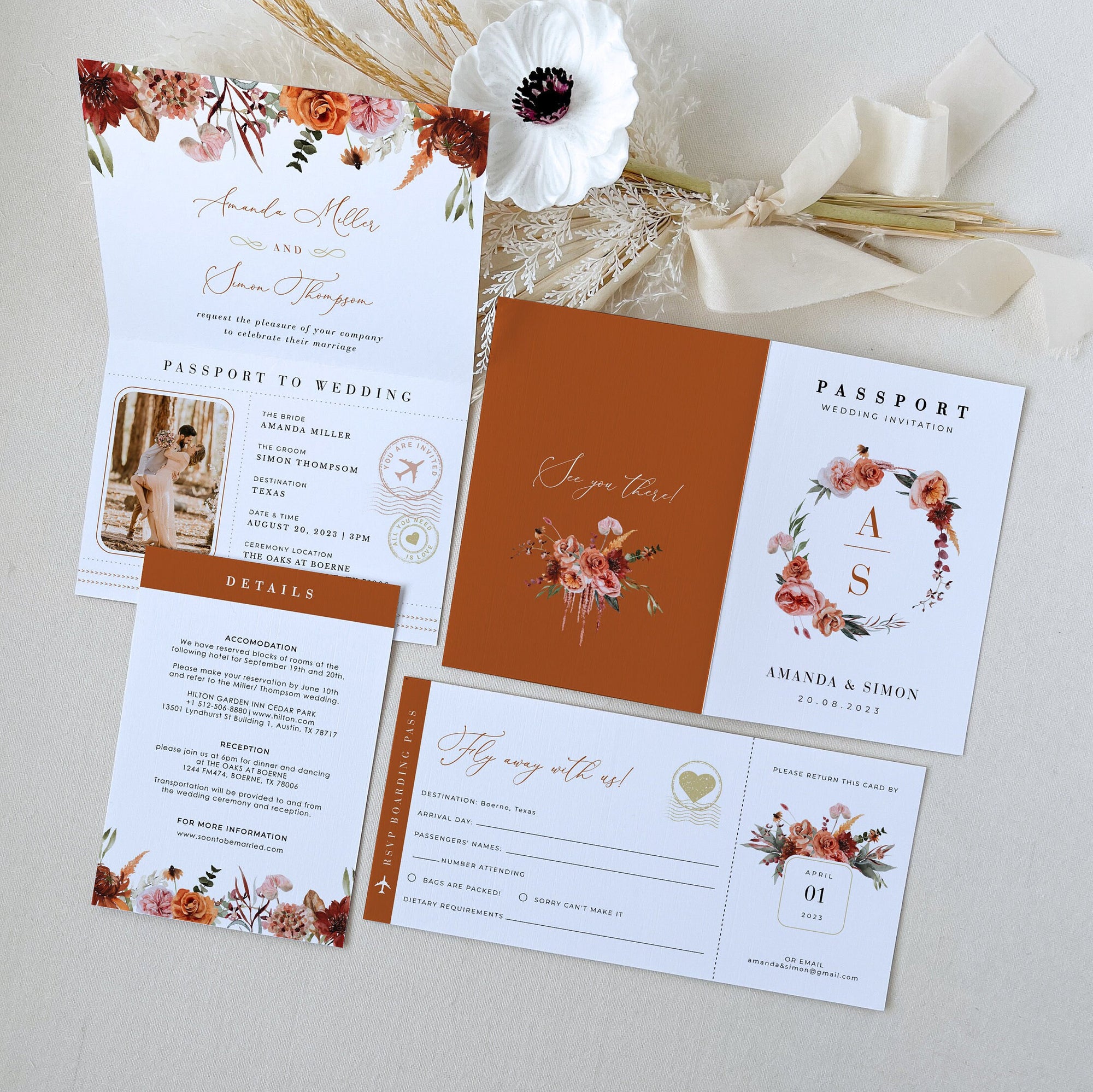 SCARLETT Passport Wedding Invitation Template