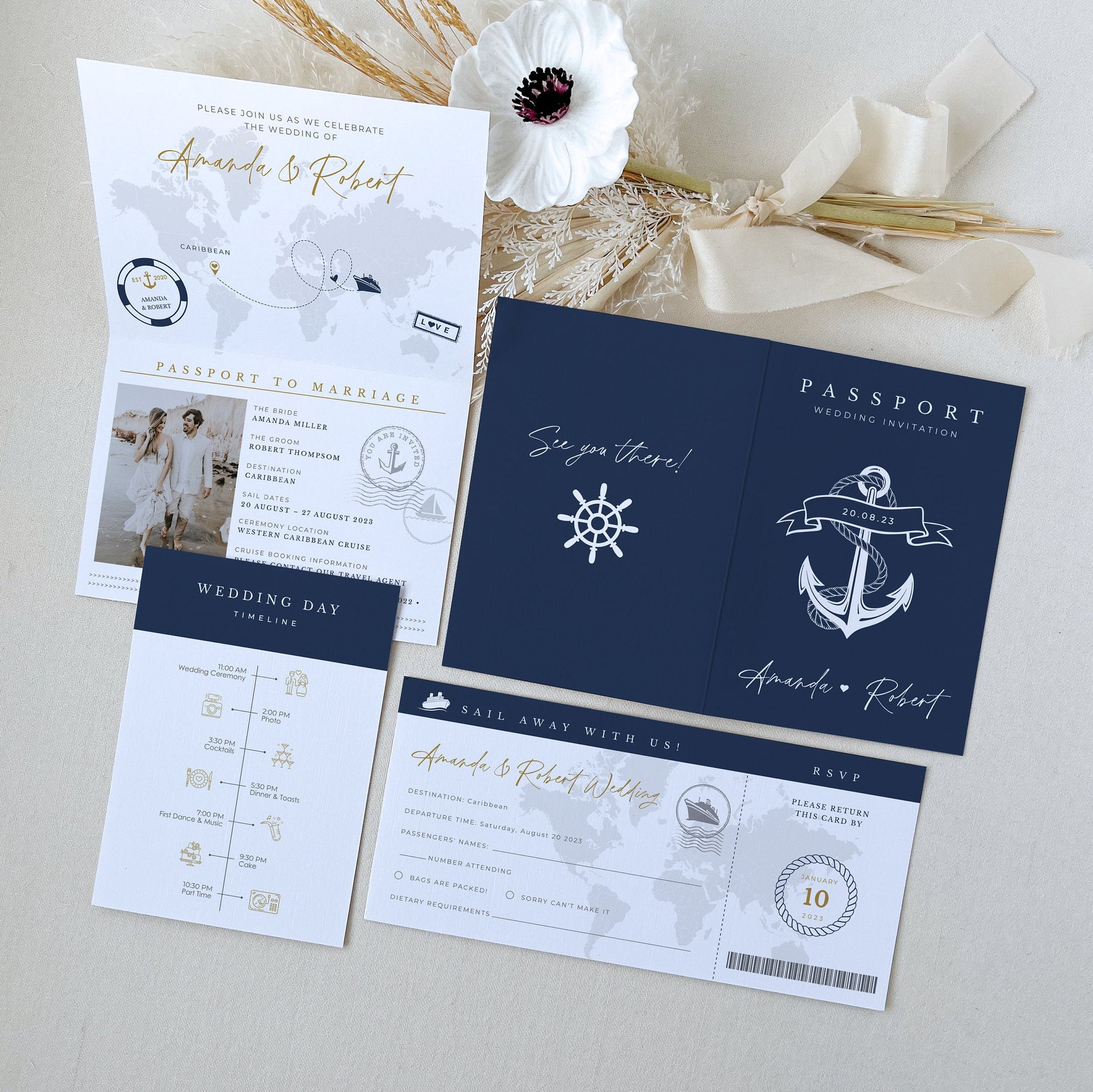 Nautical Passport Wedding Invitation Template