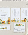 MARISOL Rustic Sunflower Wedding Invitation Suite Template