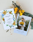 IVY Save the Date Templates Sunflower and Dusty Blue Roses