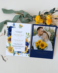 IVY Navy Blue and Sunflower Wedding Invitation Template