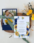 IVY Navy Blue and Sunflower Wedding Invitation Template