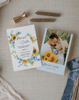 IVY Floral Wedding Invitation Card Template with Sunflowers