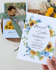 IVY Floral Wedding Invitation Card Template with Sunflowers