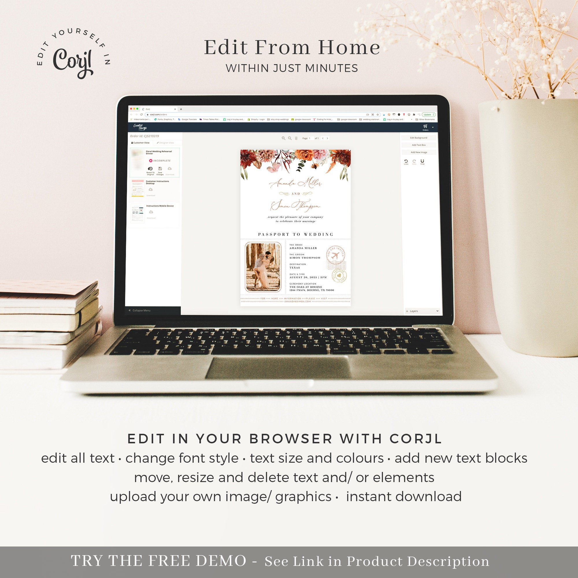 SCARLETT Passport Wedding Invitation Template