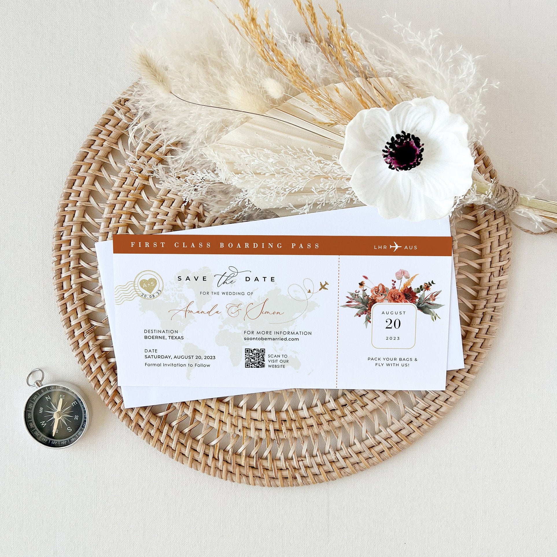 SCARLETT Boarding Pass Save the Date Template