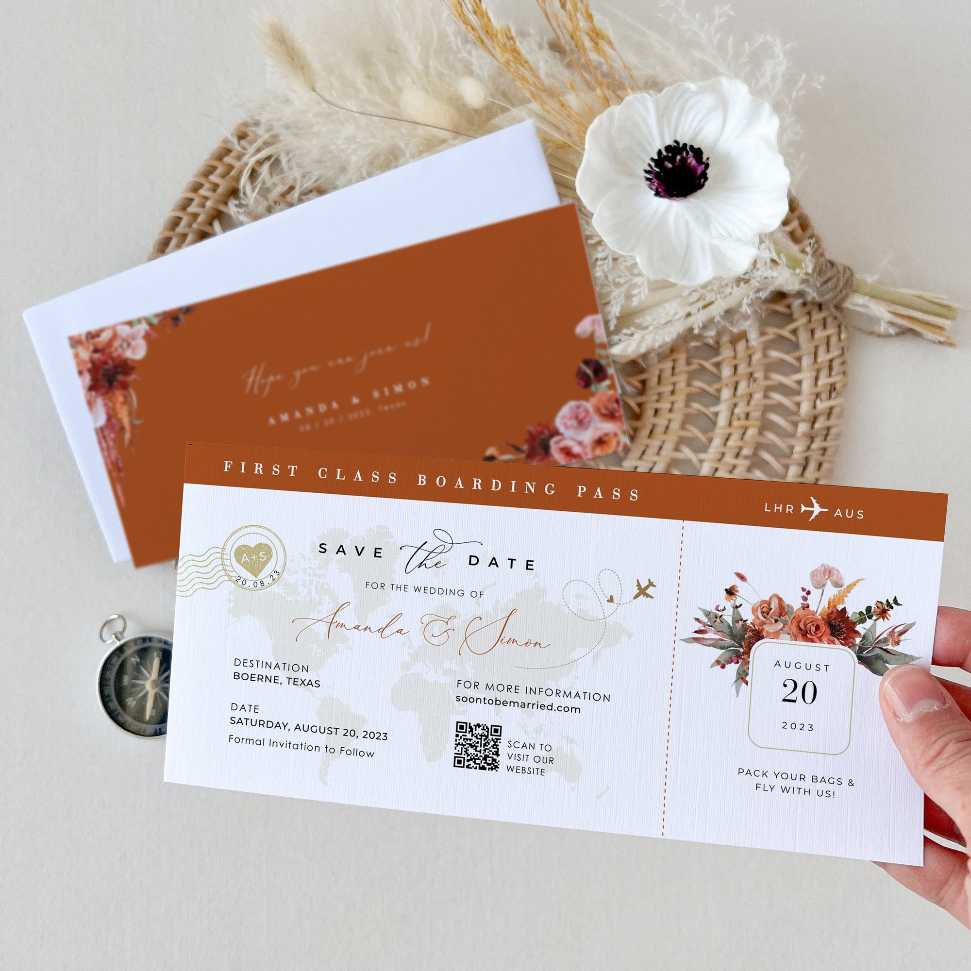 SCARLETT Boarding Pass Save the Date Template