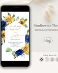 IVY Digital Sunflowers Save the Date Blue and Yellow