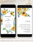 IVY Dusty Blue and Yellow Wedding Invites Digital