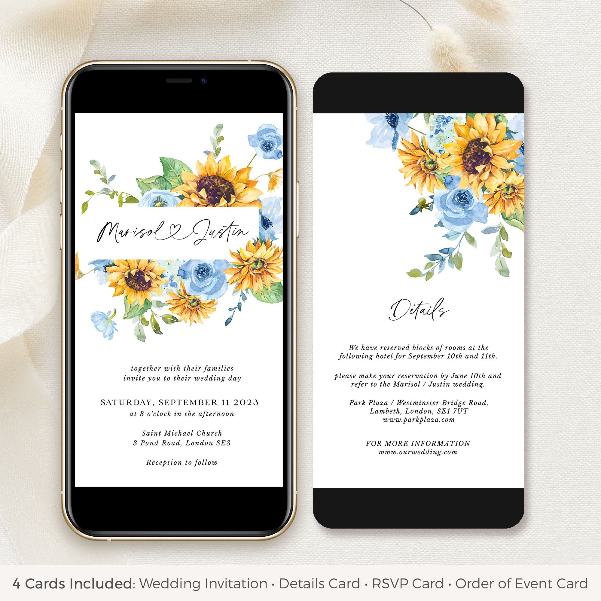 IVY Sunflower and Roses Wedding Invitation Electronic
