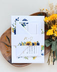 IVY Navy Blue Yellow Wedding Invitations Suite Template