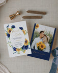 IVY Navy Blue Yellow Wedding Invitations Suite Template