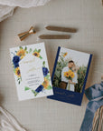IVY Diy Wedding Invitations Set with Sunflowers and Blue Roses