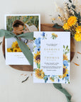 IVY Dusty Blue and Yellow Wedding Invites Set Template